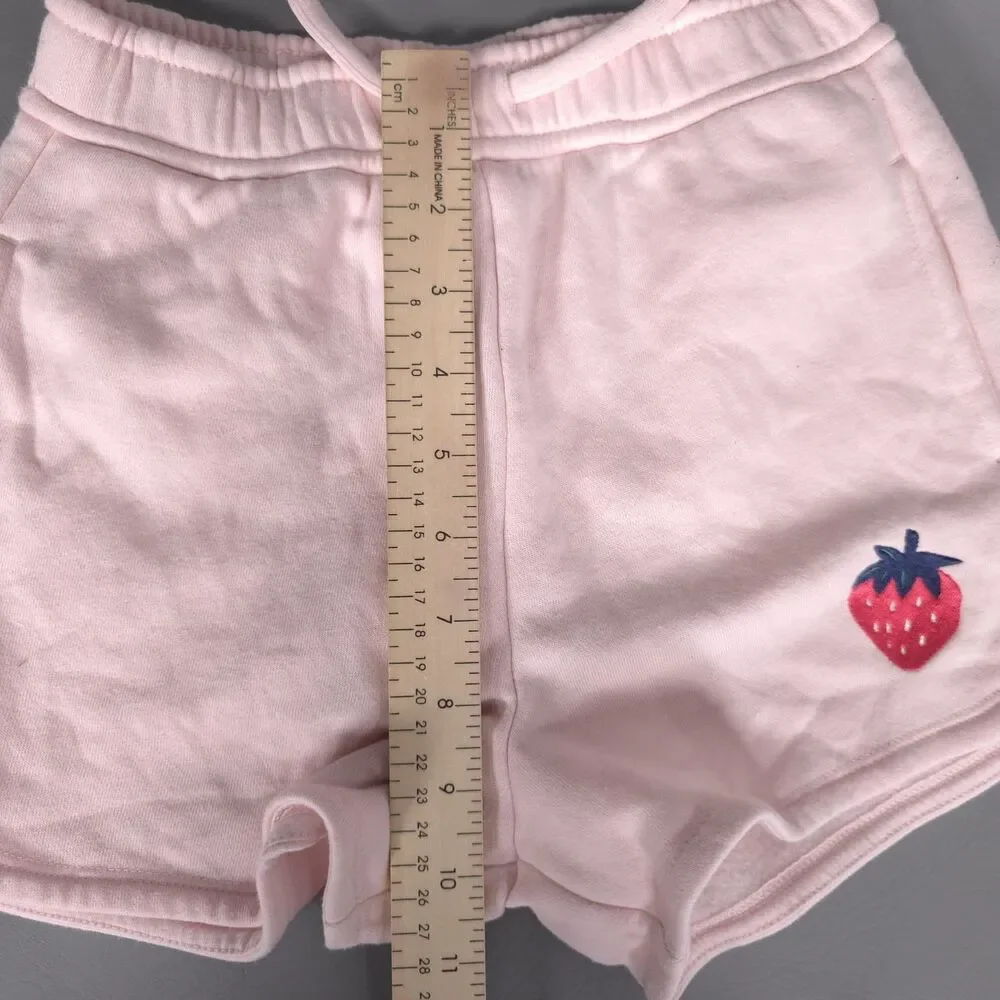 TRUCKER + TATE‎ Girls Pink Short Strawberry 7 Embroidered Elastic Waist